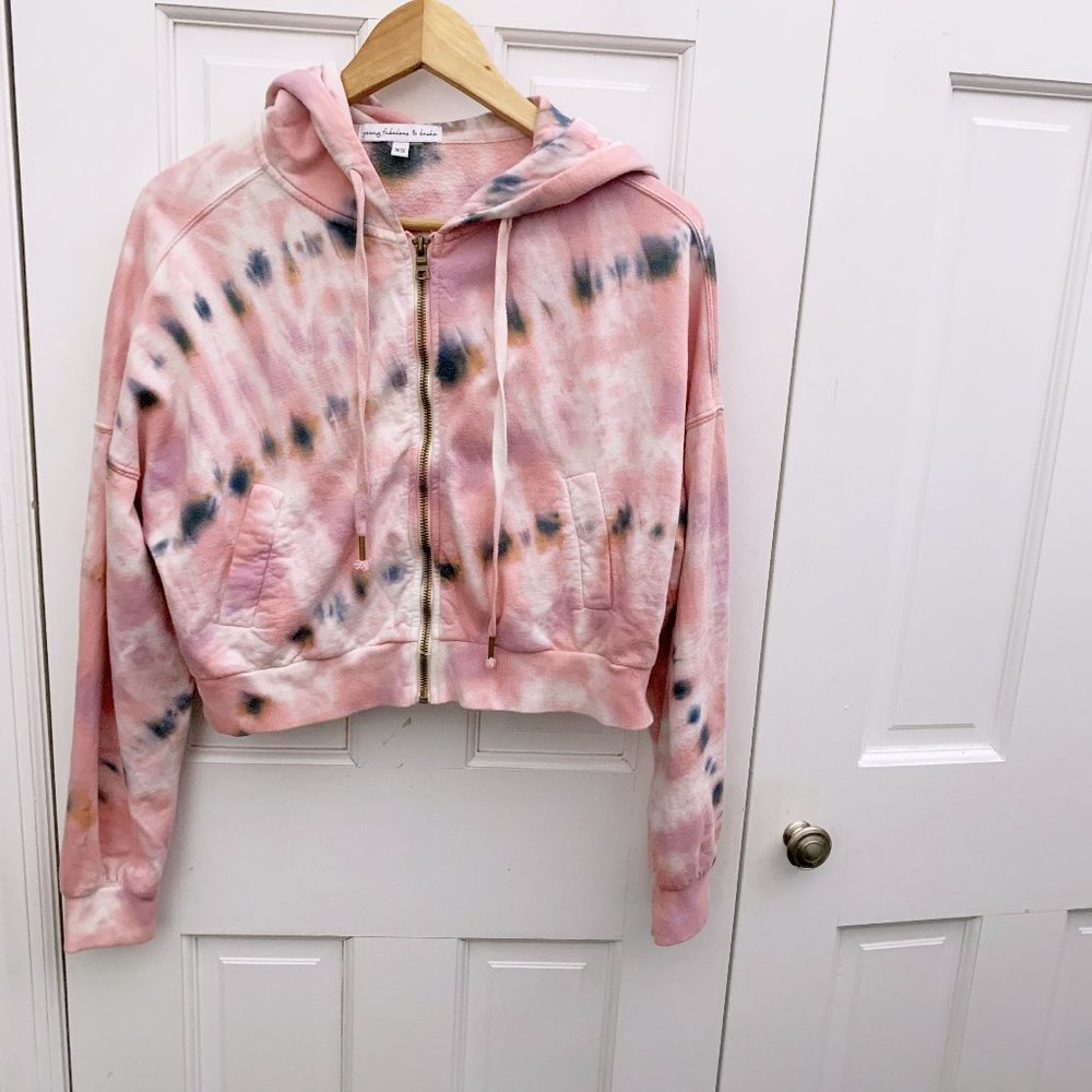 Young Broke & Fabulous Cropped Tie Dye Hoodie
